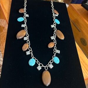 Fashion Jewelry Silver and Turquoise Necklace